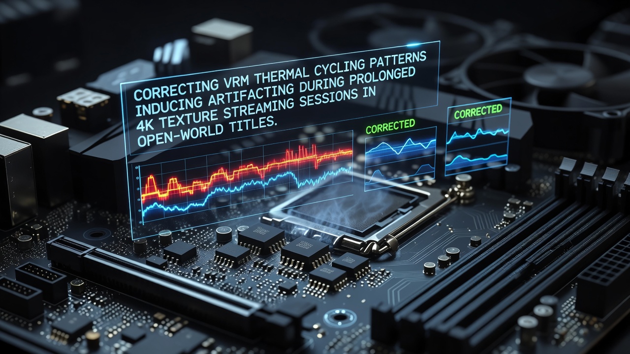 VRM thermal cycling diagram showing heat patterns on a GPU power delivery section during extended gaming loads