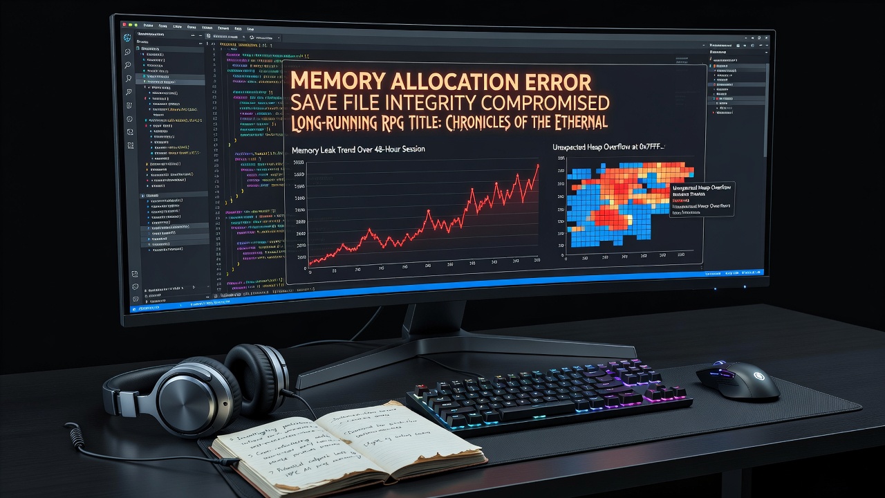 Engineers review corrupted save file structures from long-session RPG playthroughs