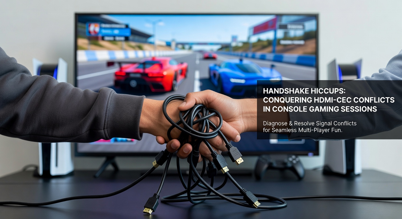 Close-up of tangled HDMI cables connecting a gaming console to a smart TV, symbolizing communication breakdowns during intense sessions