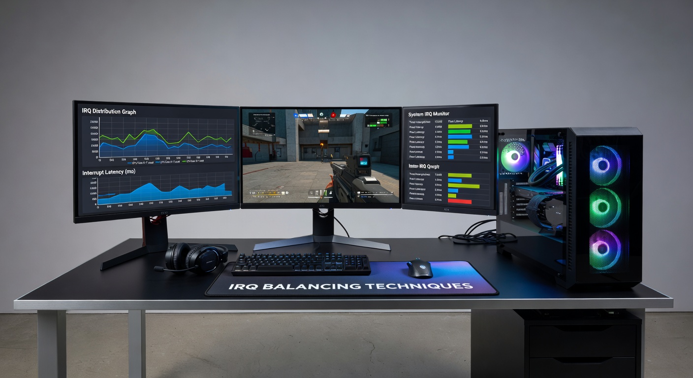 CPU core utilization graph during IRQ balanced gaming session compared to default configuration