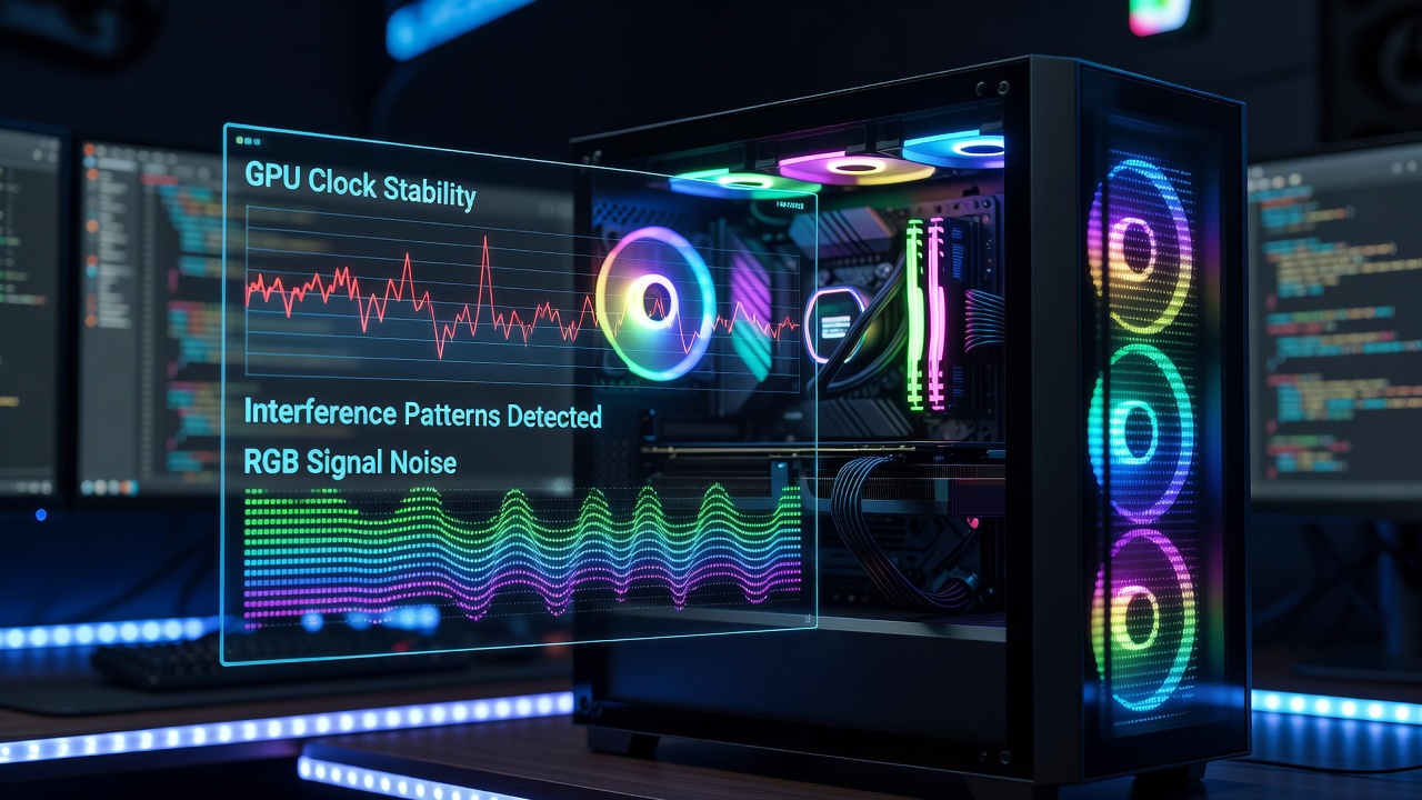 GPU clock speed graphs showing fluctuations linked to RGB software activity