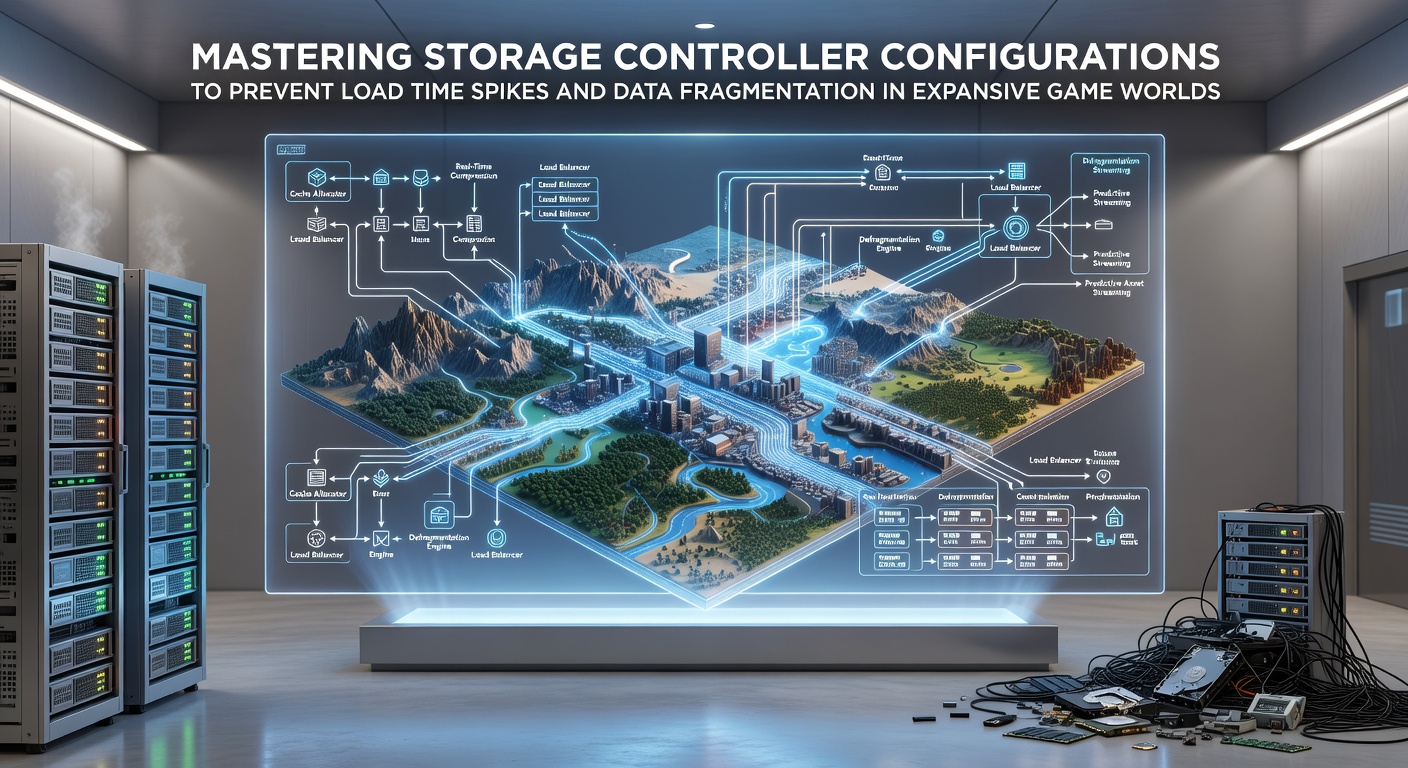 Diagram showing storage controller configurations optimized for large open-world games with reduced fragmentation