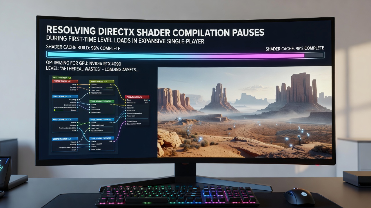 Performance graphs comparing load times before and after shader cache optimization in single-player campaigns