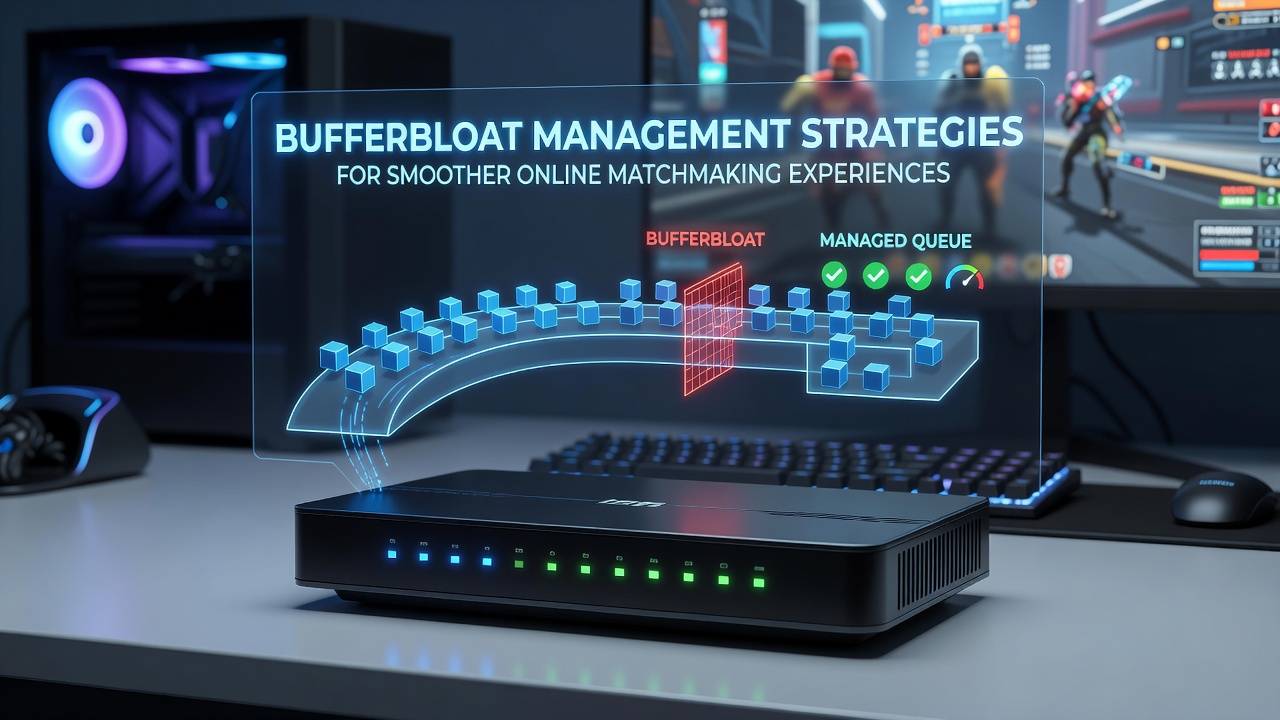 Router configuration interface displaying bufferbloat mitigation settings for gaming networks
