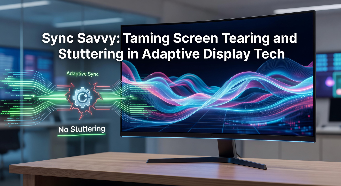 Visual representation of screen tearing where horizontal lines disrupt fast-moving graphics on a gaming monitor