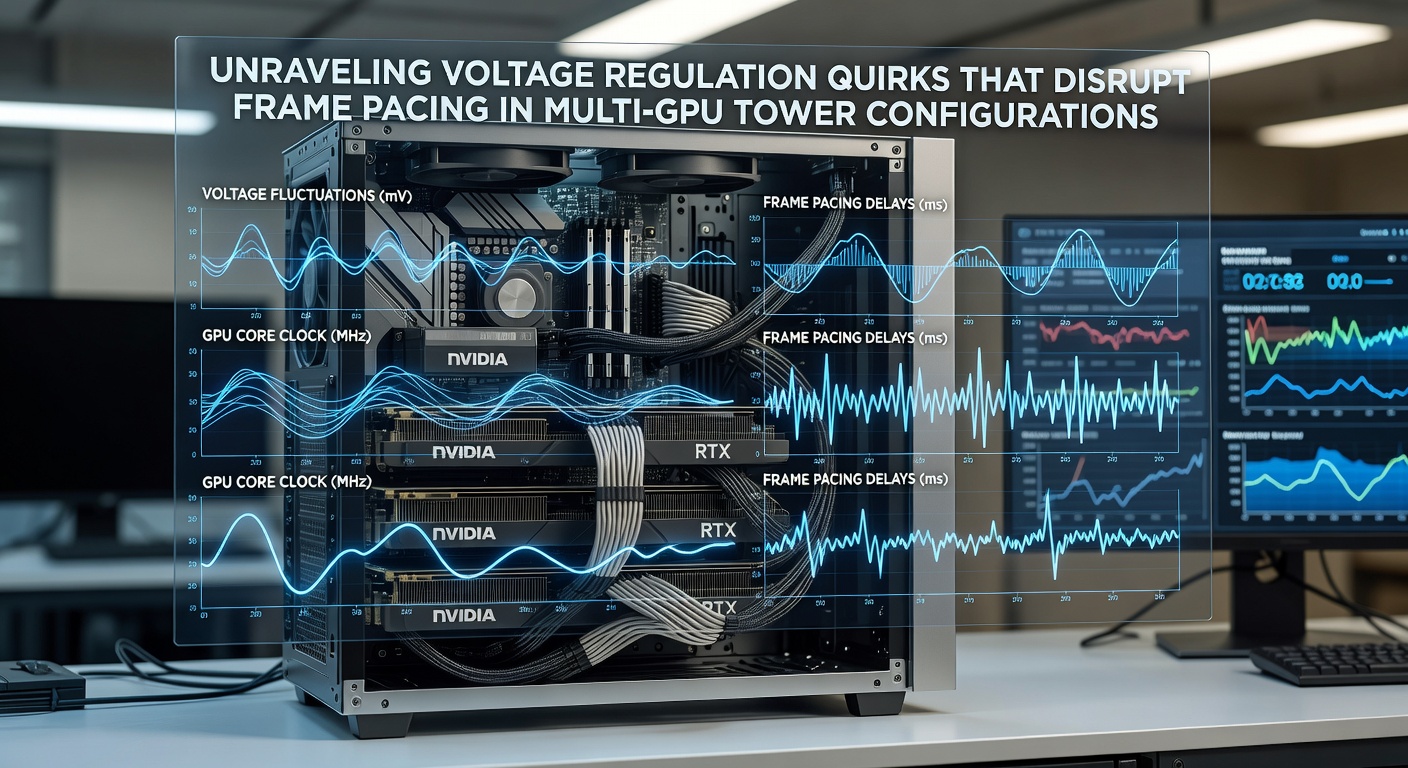 Oscilloscope readout and frame timing graphs from multi-GPU testing environment